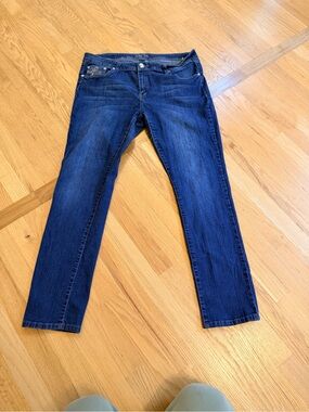 Ladies Size 2XL "C'EST TOI" Denim Jeans in Dark Blue - Embroidered GUC ❤️